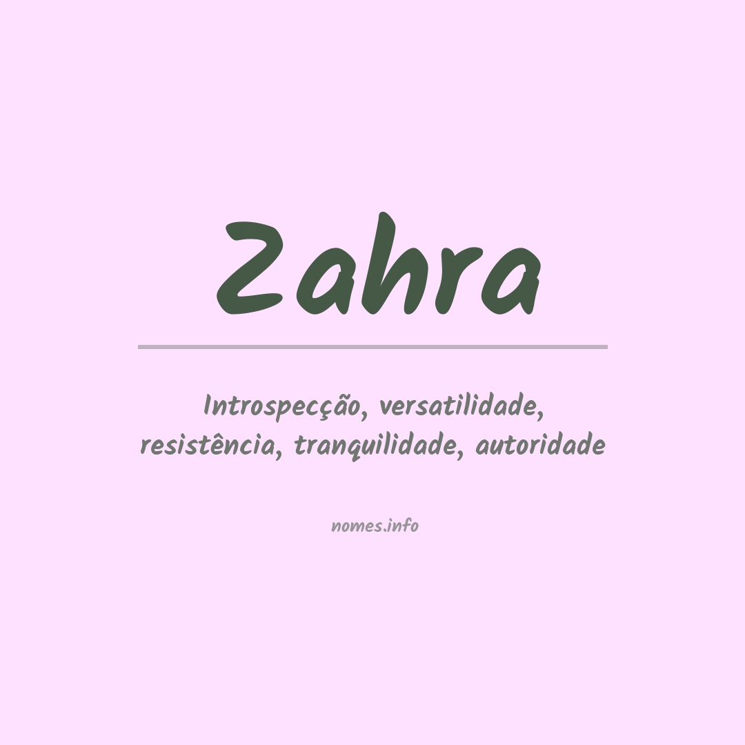 Significado do nome Zahra