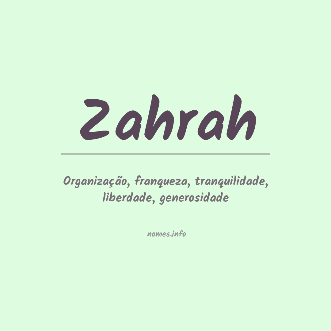 Significado do nome Zahrah