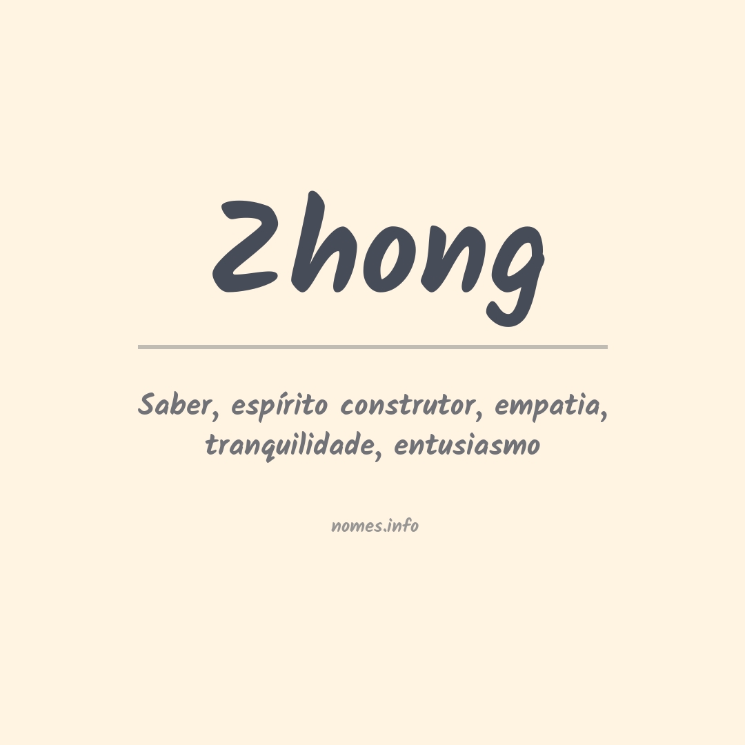 Significado do nome Zhong